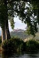 Vista di Sermoneta attraverso le fronde di un pioppo